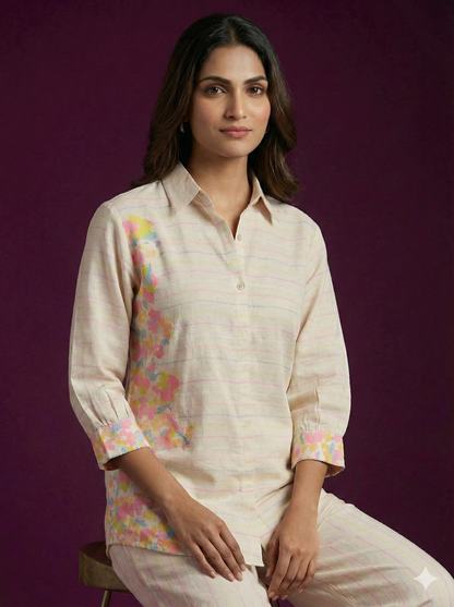 Ivory Collar Neck Cotton Cord Set