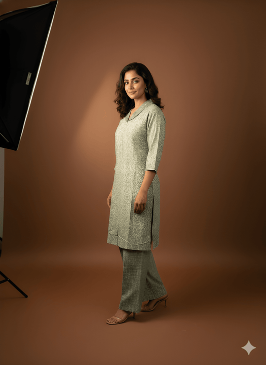 Green Collard Silk Cord Set