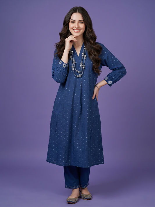 Dress with Necklace - Woven 100% Cotton