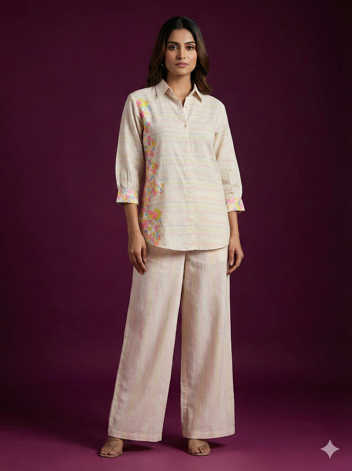 Ivory Collar Neck Cotton Cord Set