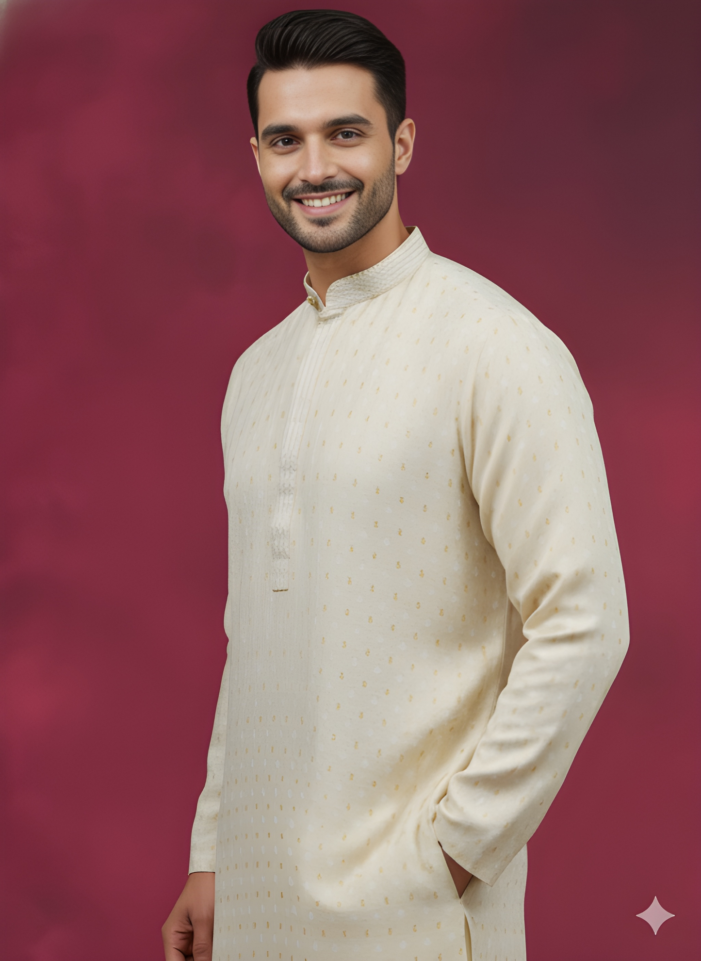 Ivory Mandarin Neck Cotton Kurta