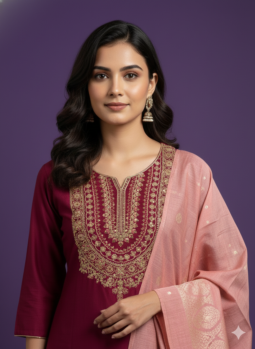 Mullberry Round V Neck Viscose Cord Set