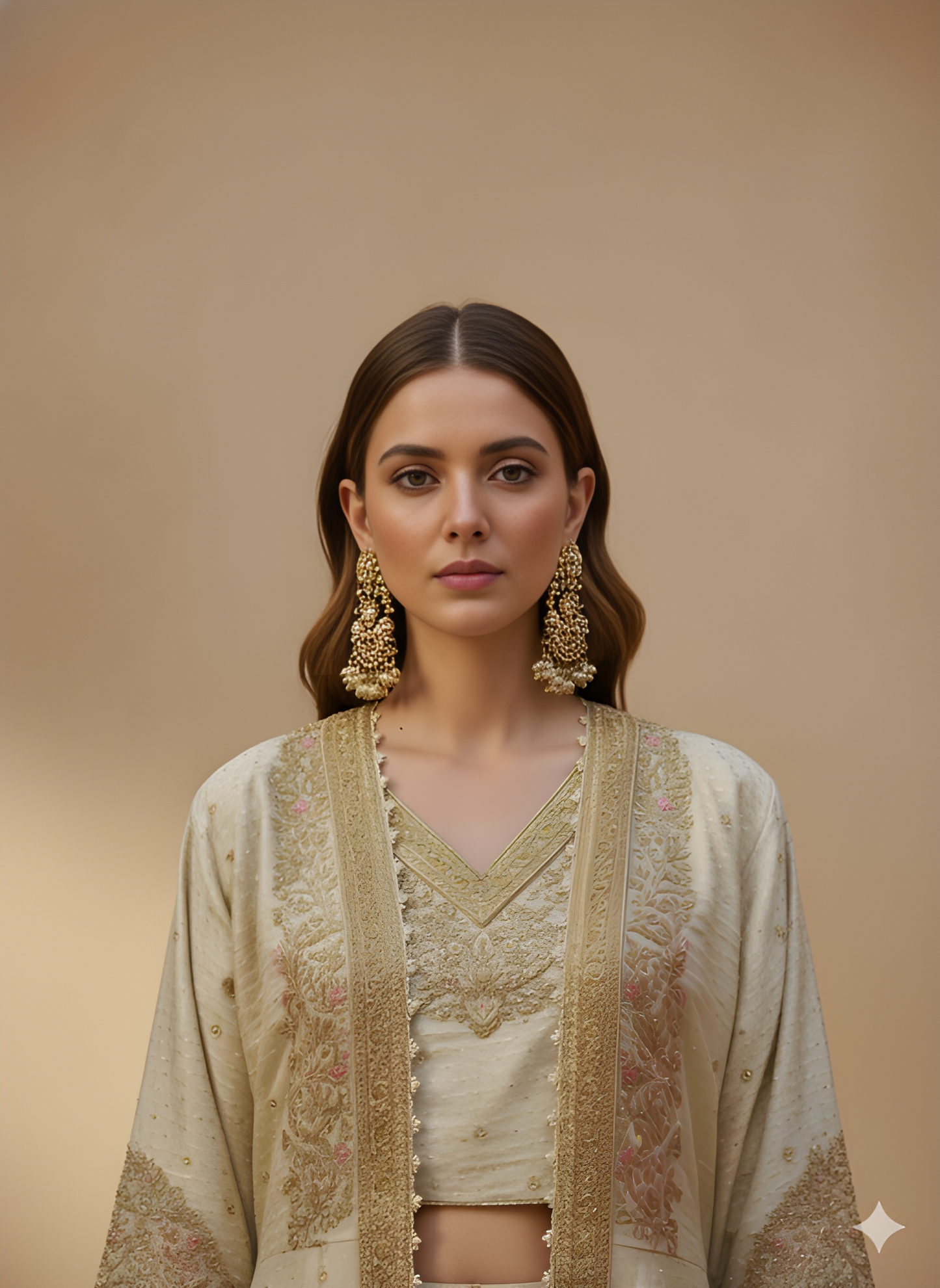 Ivory V-Neck Silk 3PCS Set