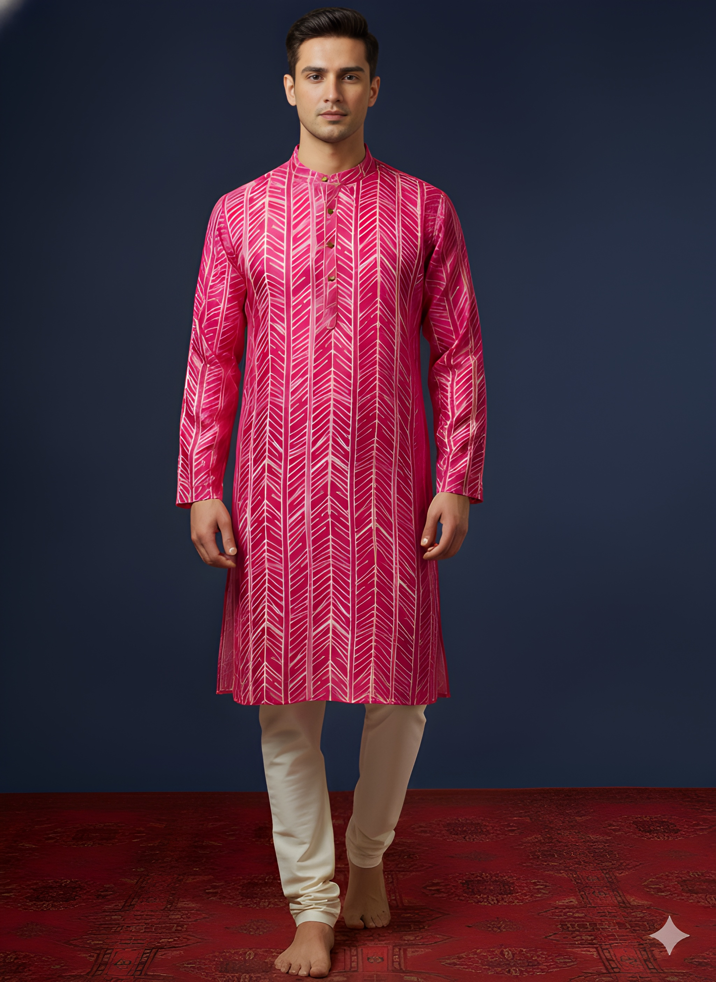Pink Mandarin Cotton Kurta