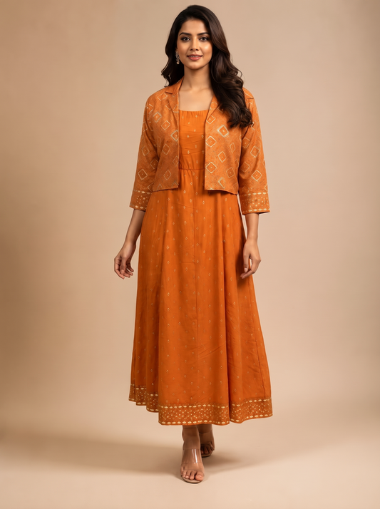 Spaghetti Dress with Jacket - Apricot Color
