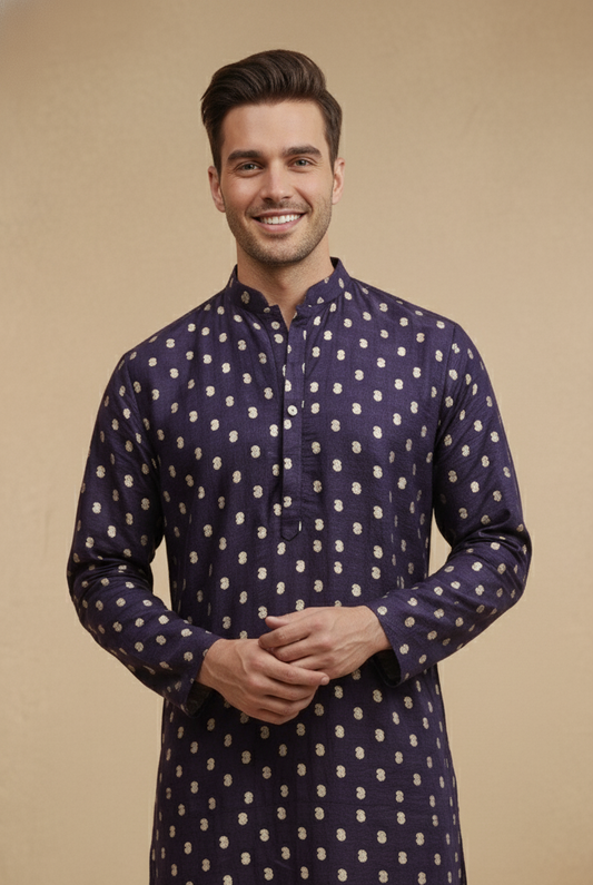 Purple Mandarin Viscose Kurta