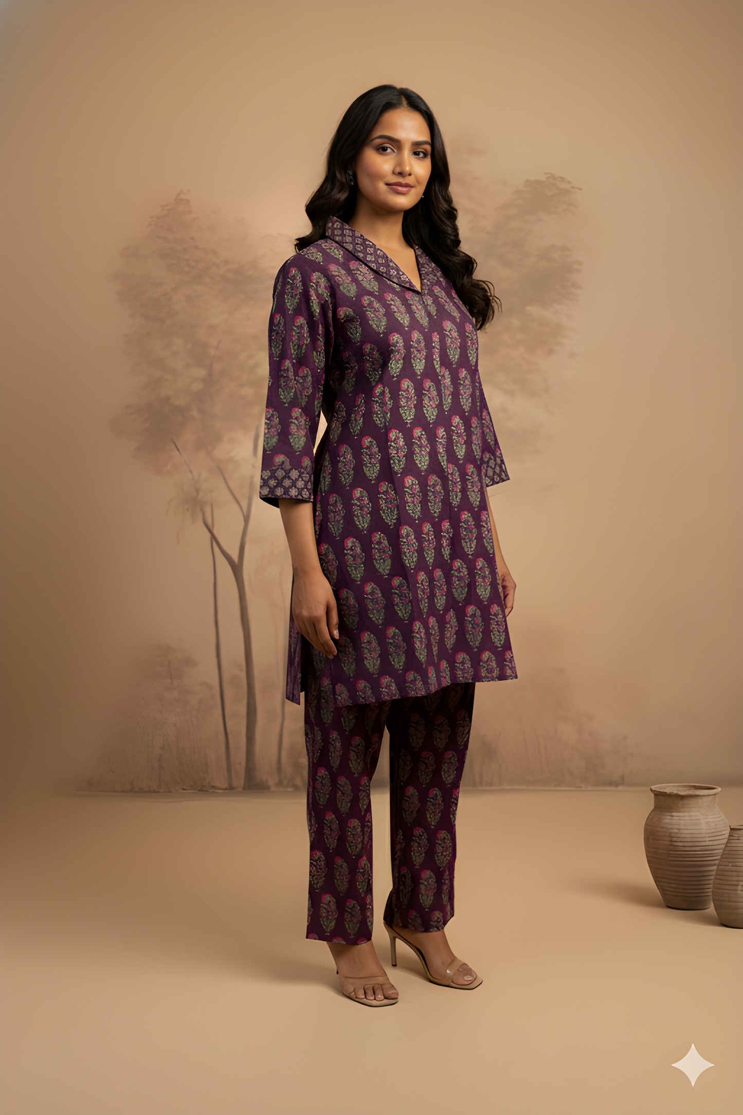 Purple Collard Silk Cord Set