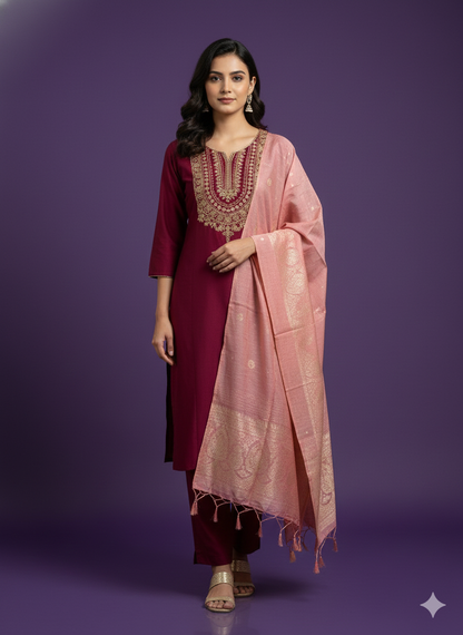 Mullberry Round V Neck Viscose Cord Set