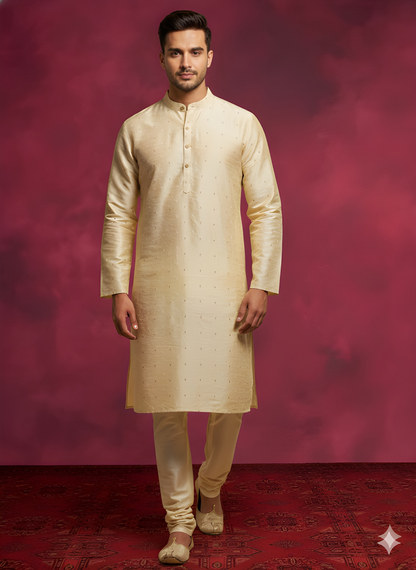 Ivory Mandarin Silk Kurta