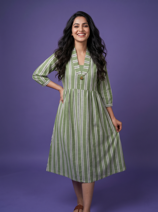 Striped Dress - 100% Woven Cotton