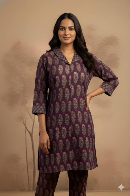 Purple Collard Silk Cord Set