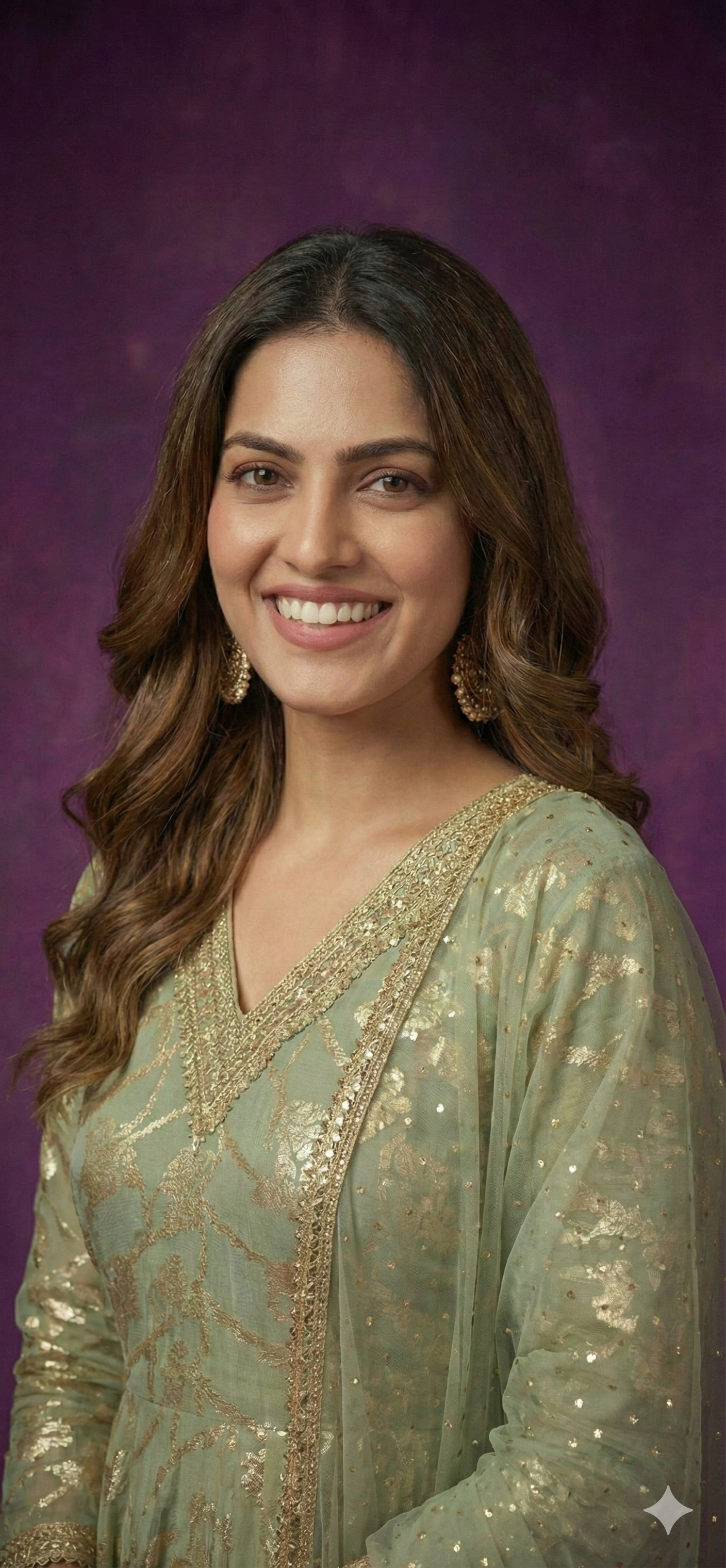 Green V-Neck Viscose Kurta Set with Dupatta