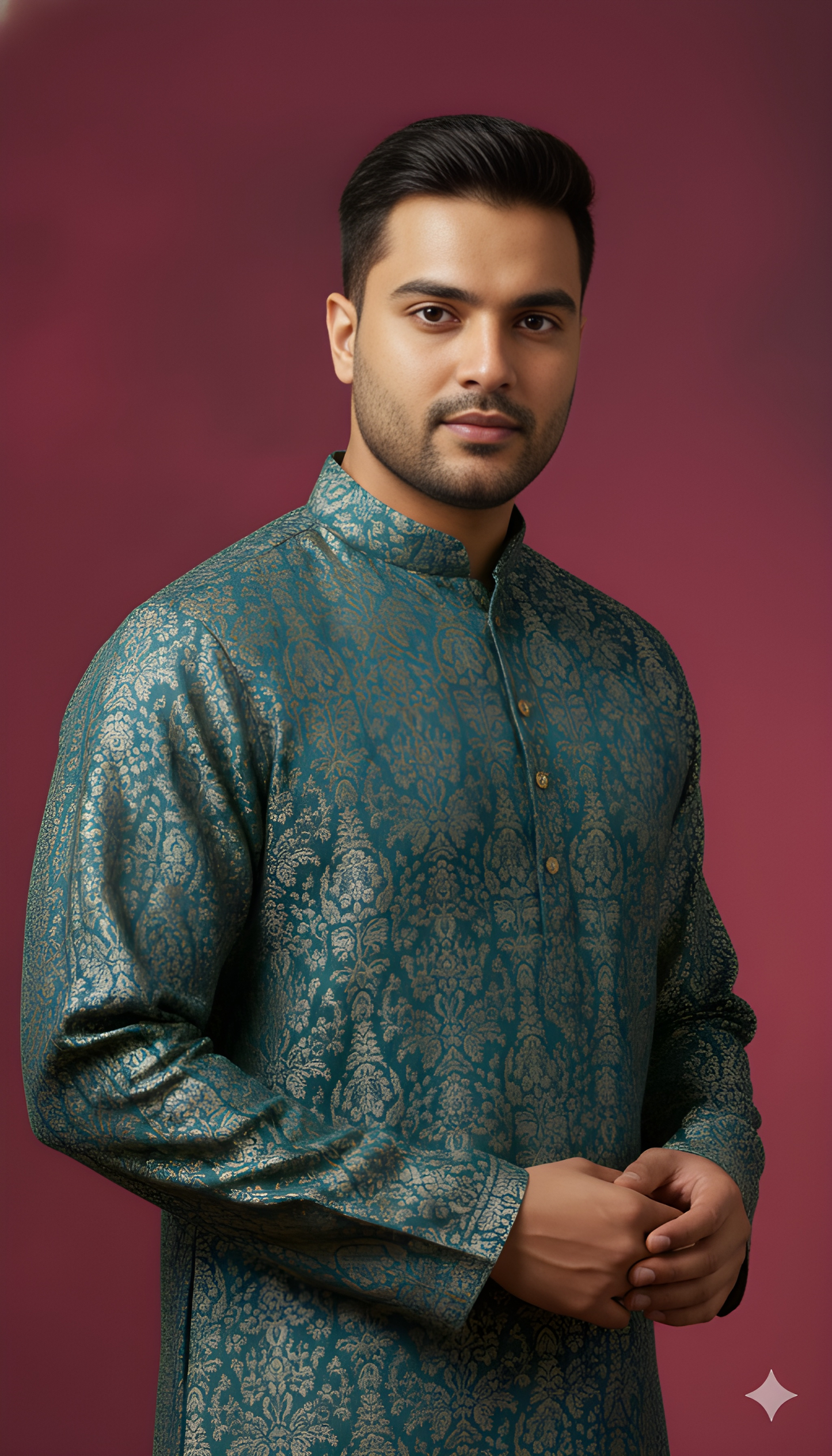 Blue Mandarin Neck Cotton Kurta