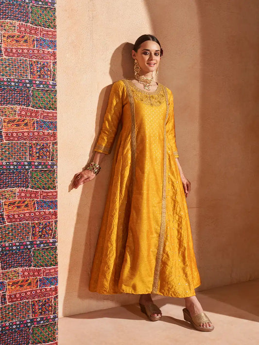 Span Yellow Silk Festive Gown