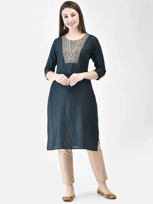 Span Blue Silk Festive Kurta