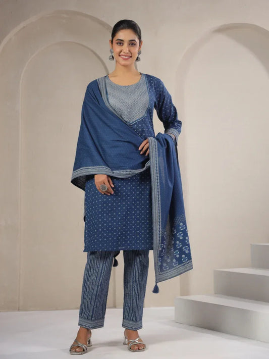 Span Blue Cotton Co-Ord Set (Set of 2)