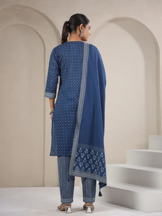 Span Blue Cotton Co-Ord Set (Set of 2)