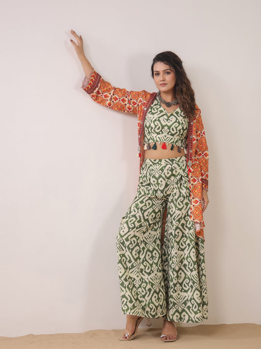 Span Green V Neck Viscose 3PCS Set