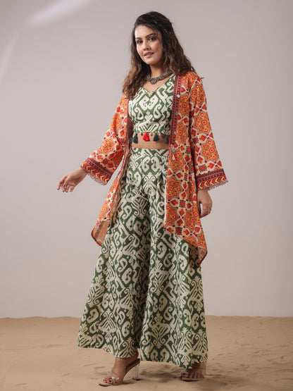 Span Green V Neck Viscose 3PCS Set