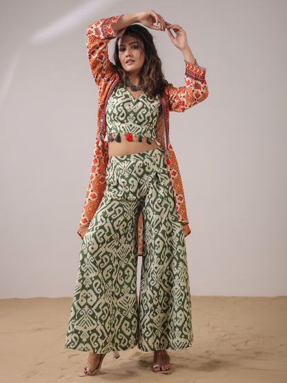 Span Green V Neck Viscose 3PCS Set