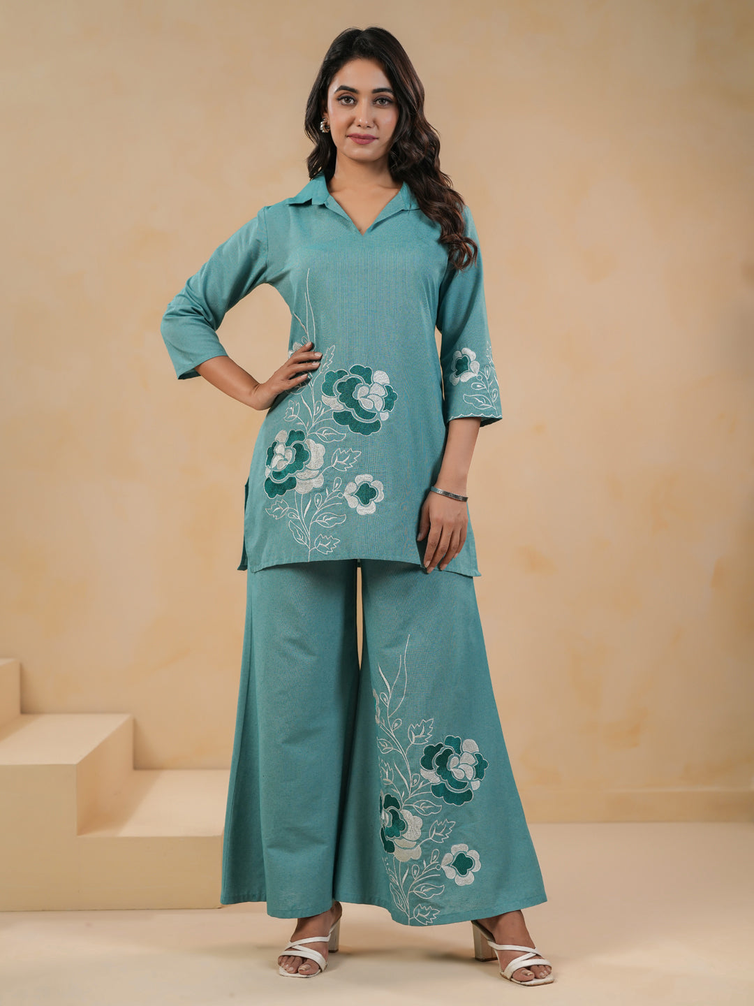 Span Green Collard Cotton Co-Ord Set