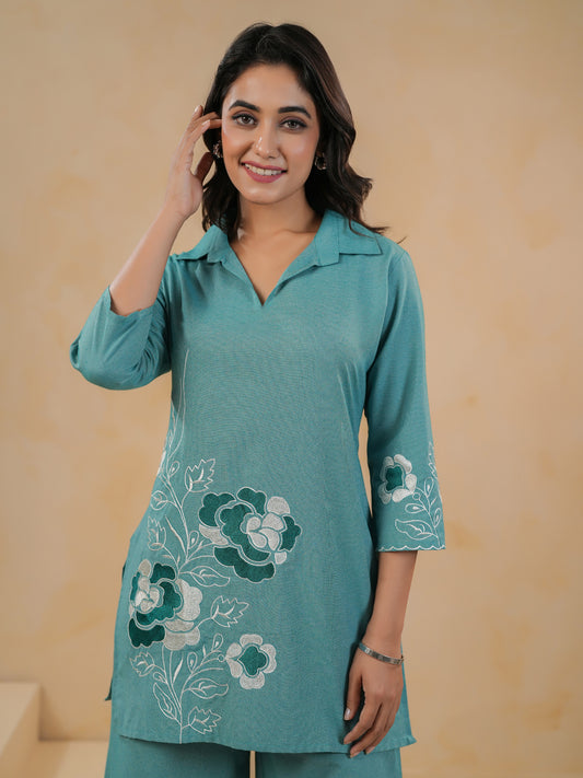 Span Green Collard Cotton Co-Ord Set