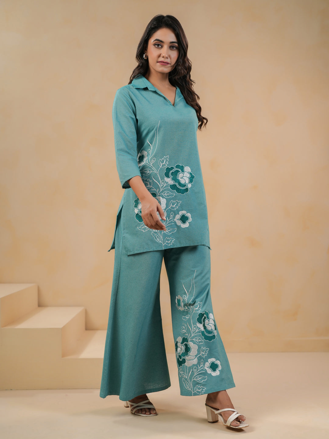 Span Green Collard Cotton Co-Ord Set
