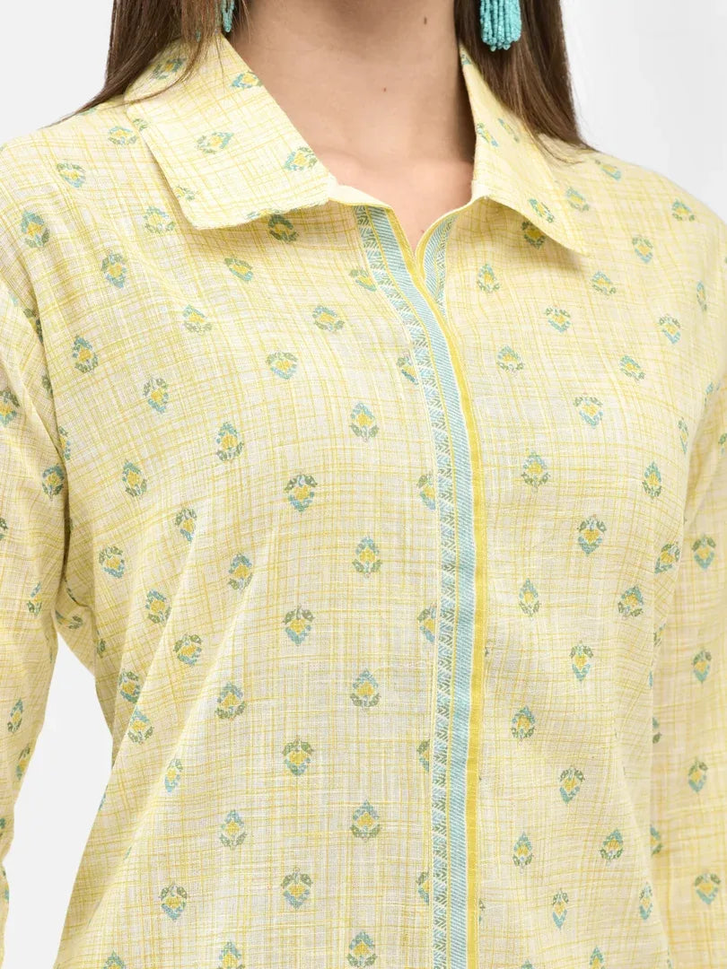 Span Yellow Cotton Co-Ord Set (Ser of 2)