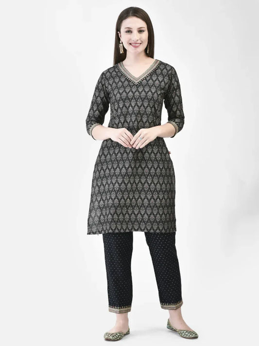 Span Black Silk Co-Ord Set (Set of 2)