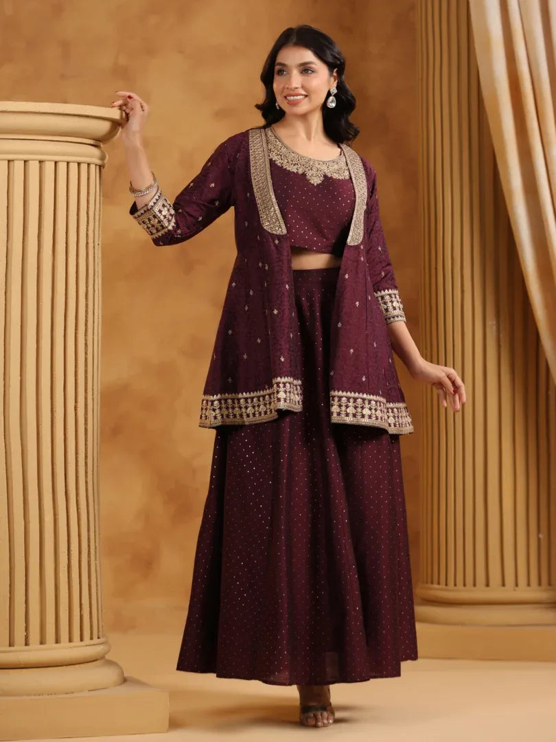 Span Wine Silk Festive 3PCS Set