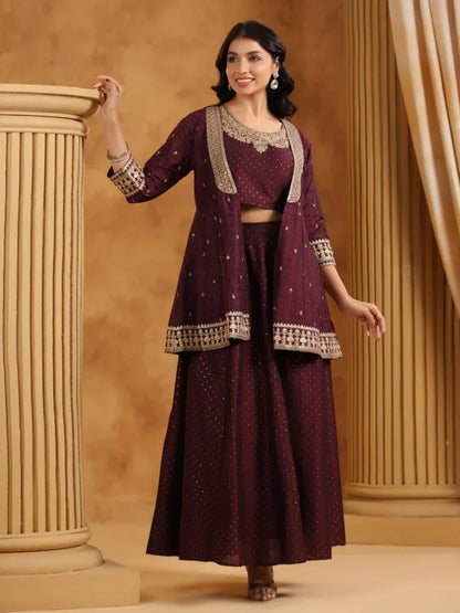 Span Wine Silk Festive 3PCS Set