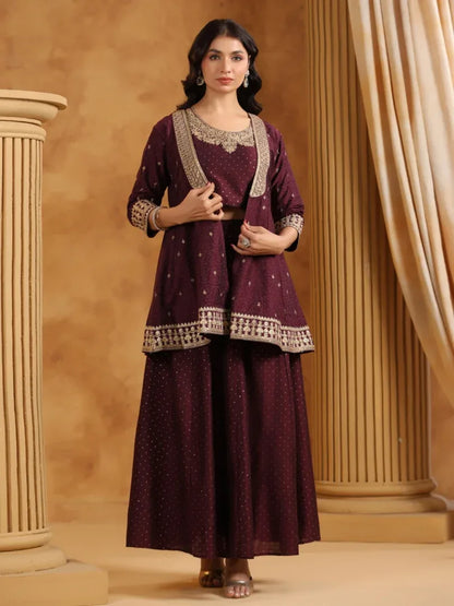Span Wine Silk Festive 3PCS Set