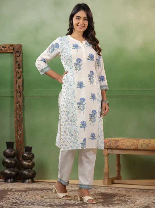 Span Ivory Cotton Co-Ord Set (Set of 2)