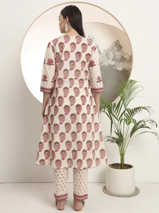 Span Ivory Round Neck Cotton Co-Ord Set(Set of 2)