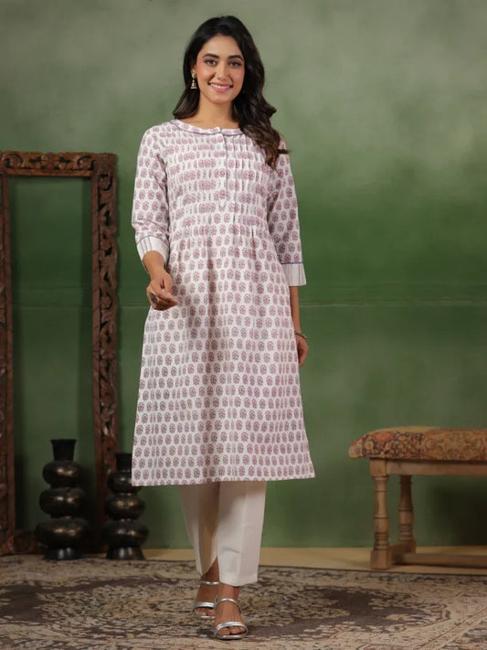 Span White Mandarin Cotton Kurta
