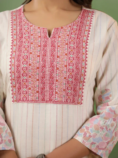 Span Ivory Cotton Co-Ord Set (Set of 2)