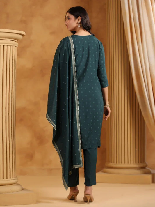 Span Green Round Neck Rayon Kurta