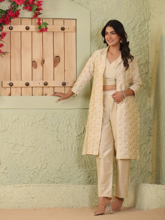 Span Ivory Jacket Collar Silk 3PCS Set