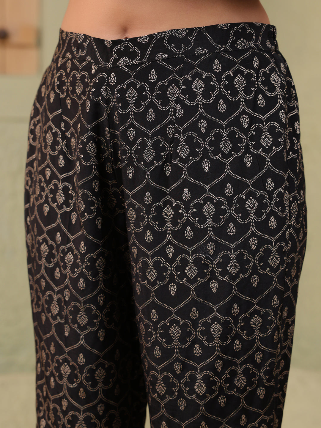 Span Black Round Neck Polyster Co-Ord Set