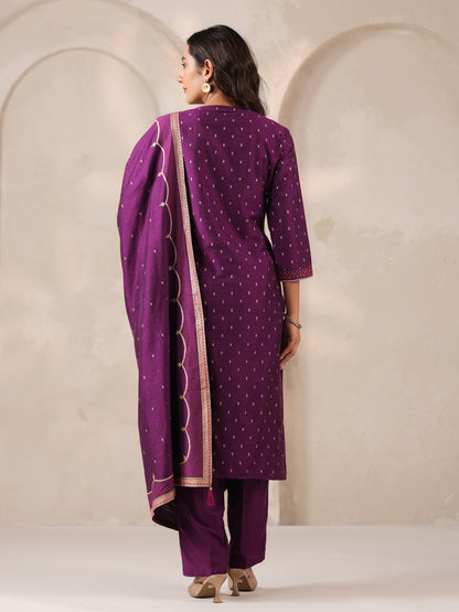 Span Purple Round Neck Viscose Kurta