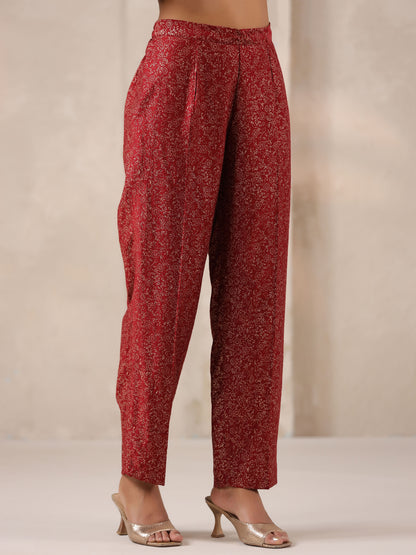 Span Burgundy V Neck VIsocse Cord Set