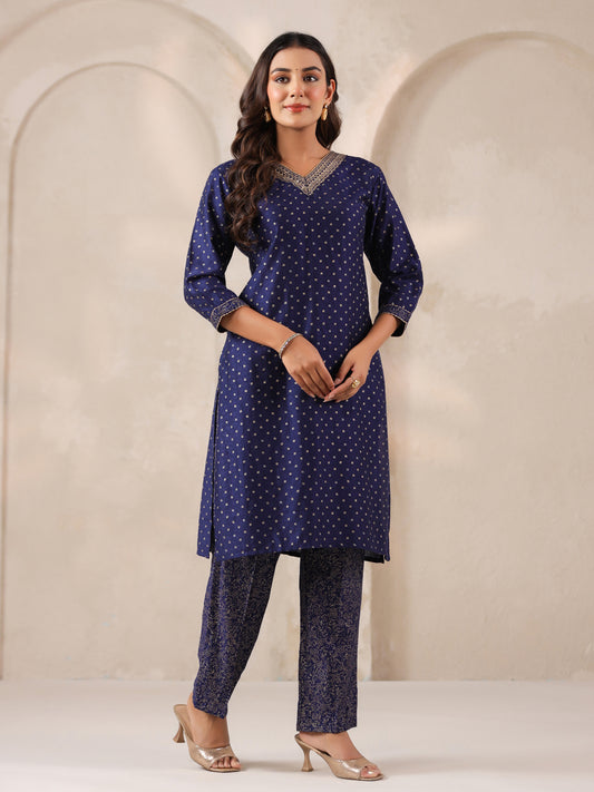 Span Blue V Neck VIsocse Cord Set