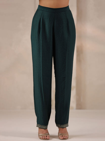 Span Green Deep V Silk Cord Set