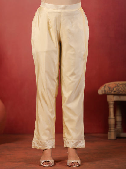 Span Ivory V Neck Viscose Kurta Set with Dupatta