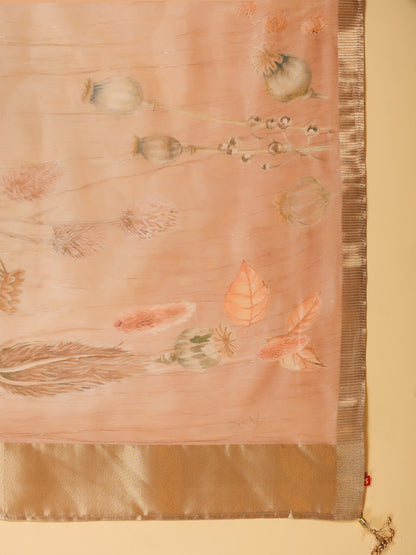 Span Ivory Deep-V Visose Kurta Set with Dupatta