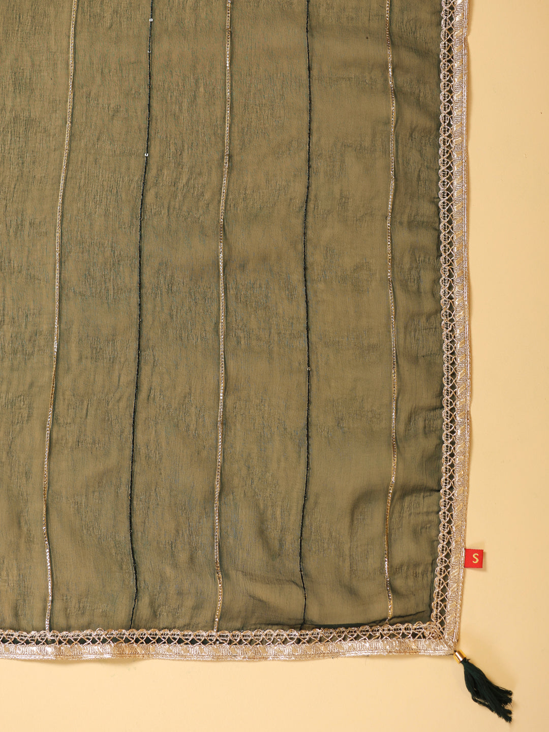 Span Burgundy V Neck Silk  Kurta Set with Dupatta