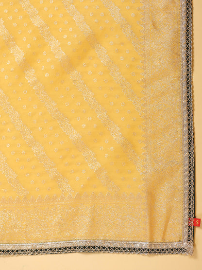 Span Green V Neck Viscose Kurta Set with Dupatta