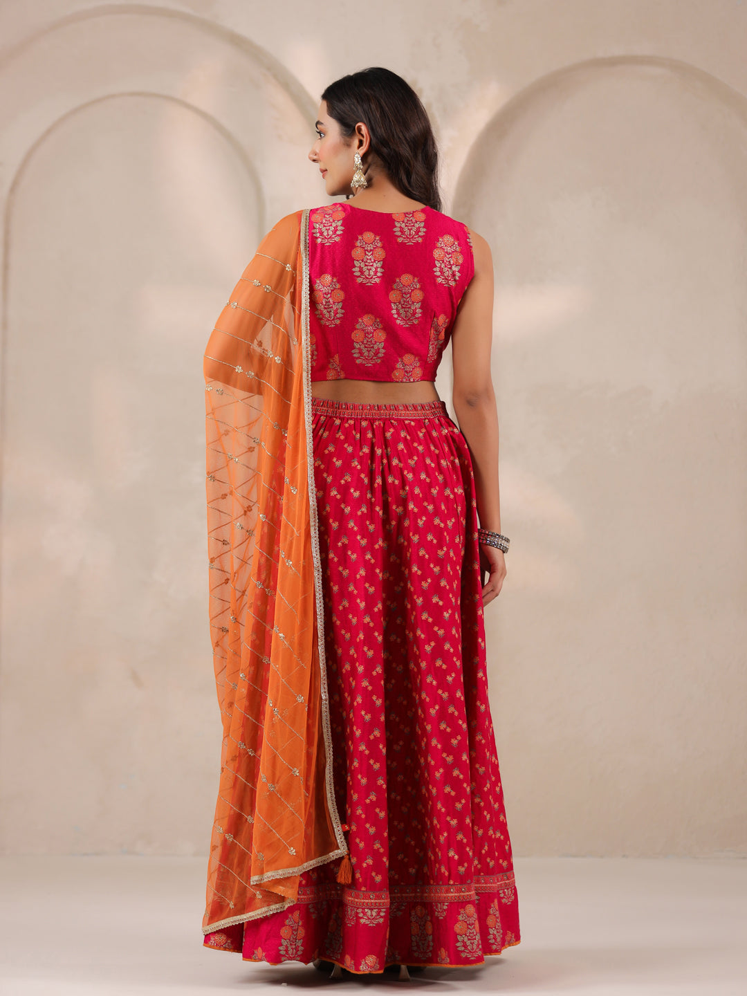 Span Pink V Neck Visocse 3PCS Set