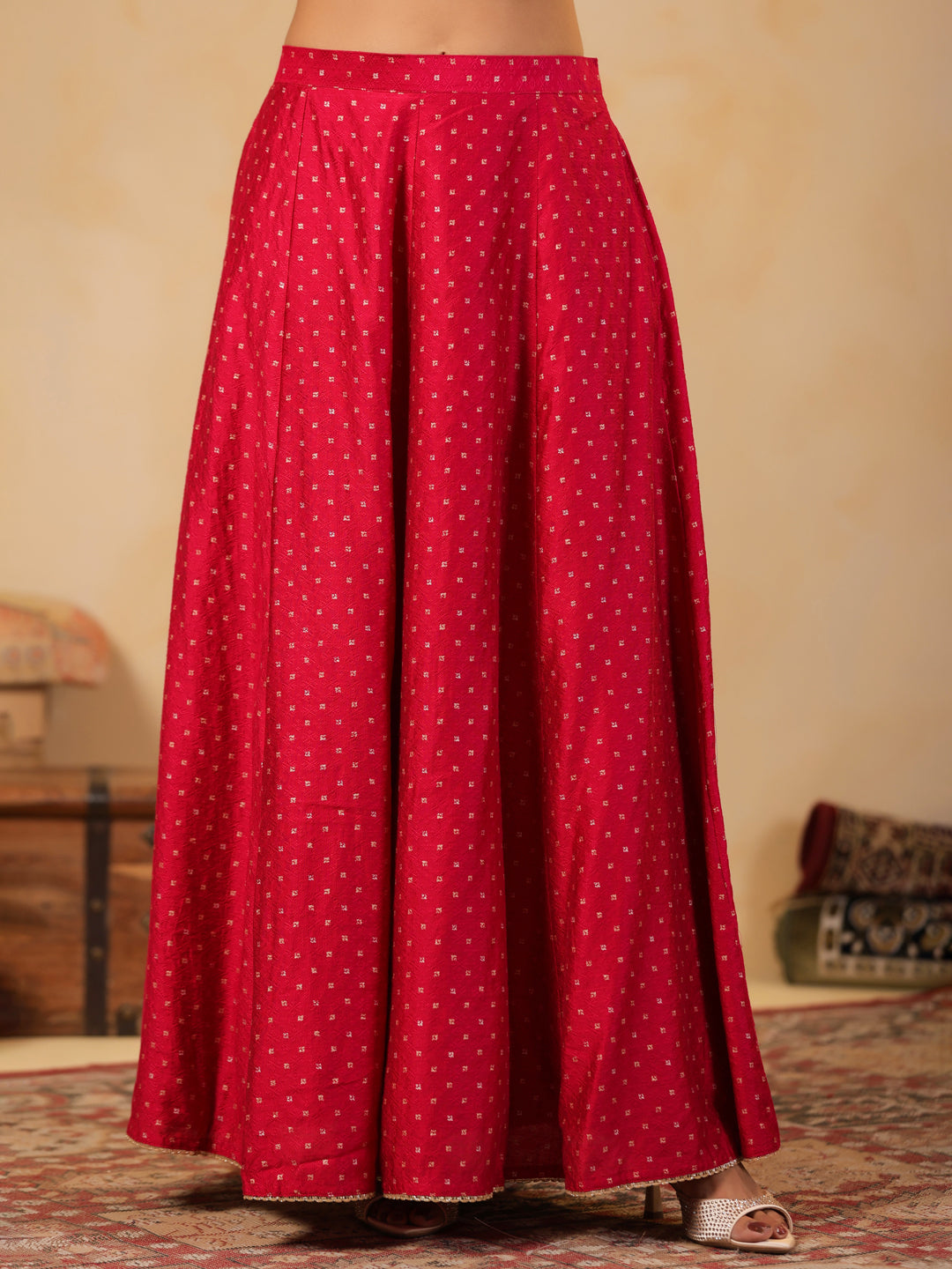Span Pink V Neck Viscose Jacket Style 3PCS Set