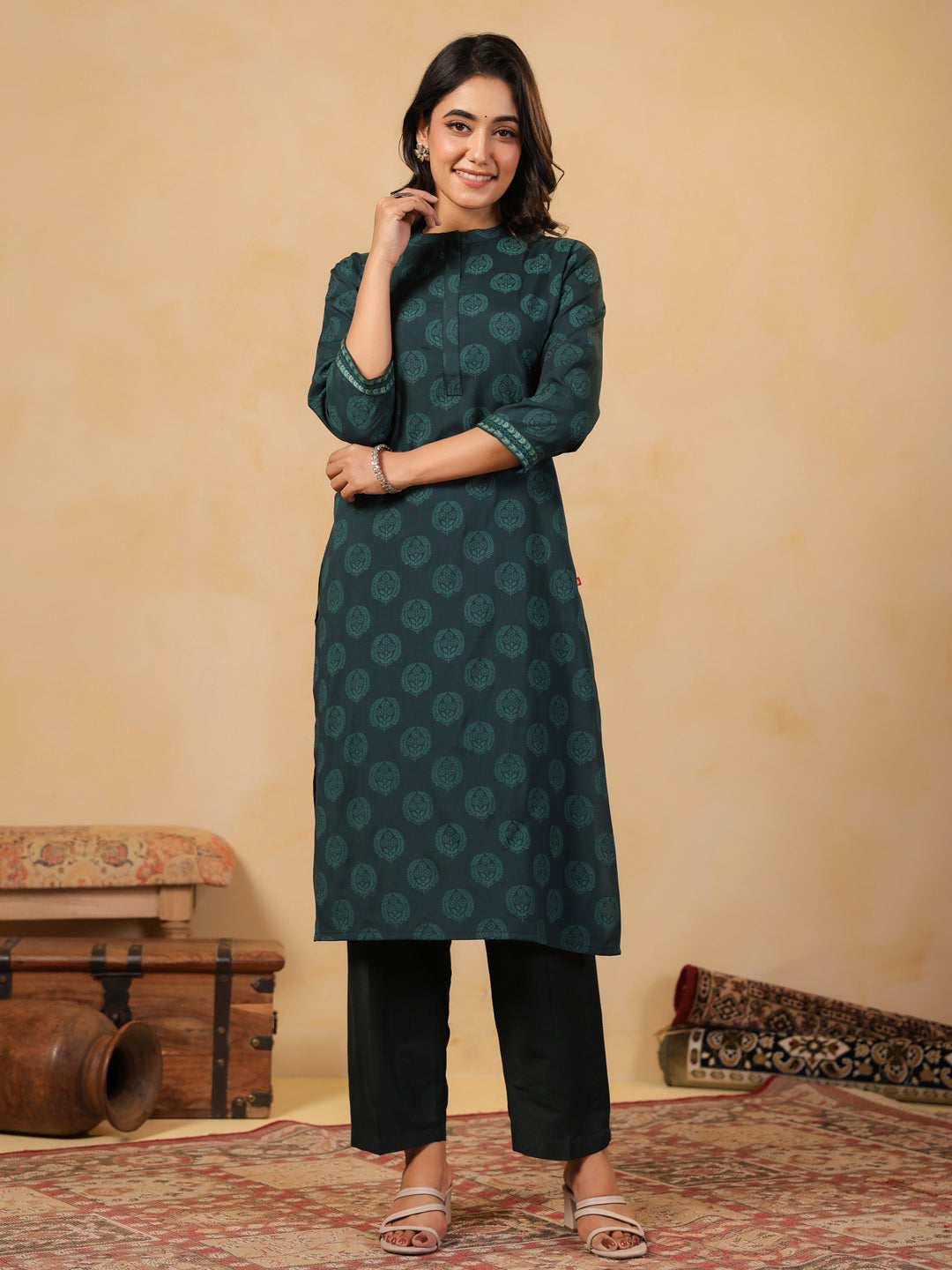 Span Green Silk Pant
